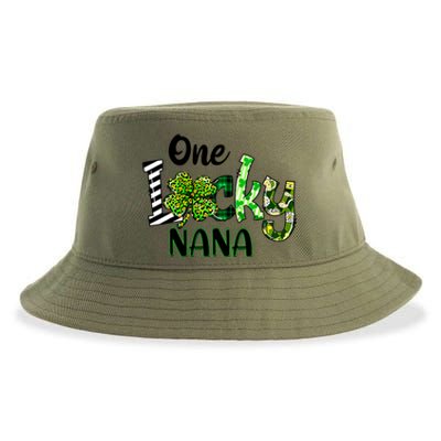 One Lucky Nana St Patricks Day Mom Mother Shamrock Leopard Funny Gift Sustainable Bucket Hat