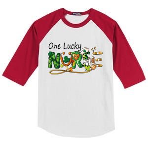 One Lucky Nurse St Patricks Day Irish Nurse Cute Gift Kids Colorblock Raglan Jersey