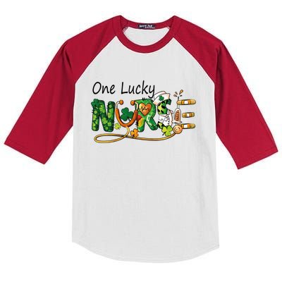 One Lucky Nurse St Patricks Day Irish Nurse Cute Gift Kids Colorblock Raglan Jersey