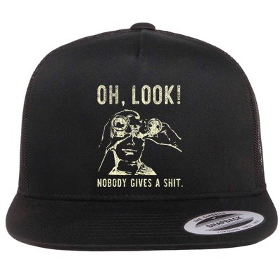Oh Look Nobody Gives A Shit Sarcastic Retro Flat Bill Trucker Hat