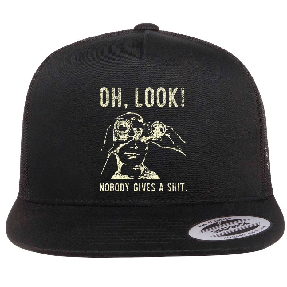 Oh Look Nobody Gives A Shit Sarcastic Retro Flat Bill Trucker Hat