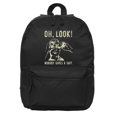 Oh Look Nobody Gives A Shit Sarcastic Retro 16 in Basic Backpack