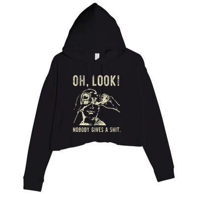 Oh Look Nobody Gives A Shit Sarcastic Retro Crop Fleece Hoodie