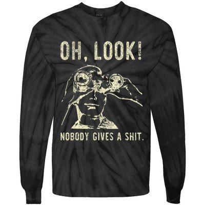 Oh Look Nobody Gives A Shit Sarcastic Retro Tie-Dye Long Sleeve Shirt