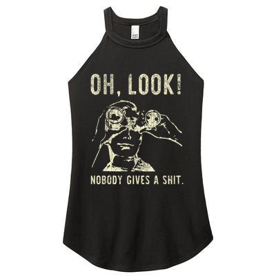 Oh Look Nobody Gives A Shit Sarcastic Retro Women's Perfect Tri Rocker Tank