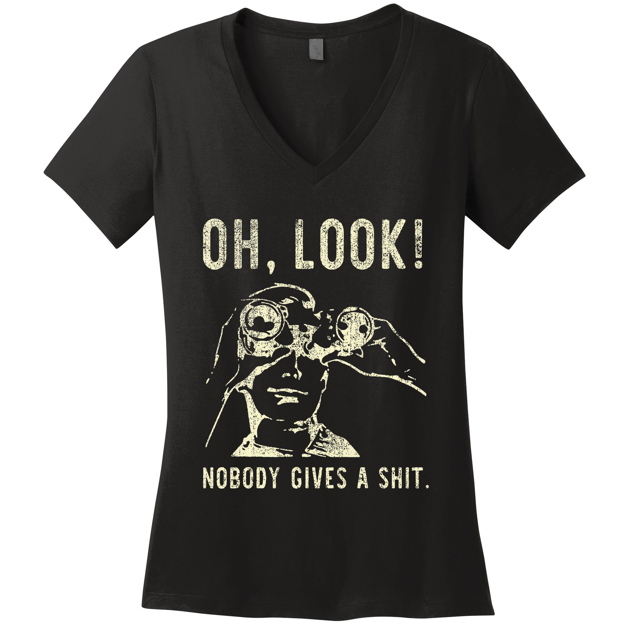 Oh Look Nobody Gives A Shit Sarcastic Retro Women's V-Neck T-Shirt