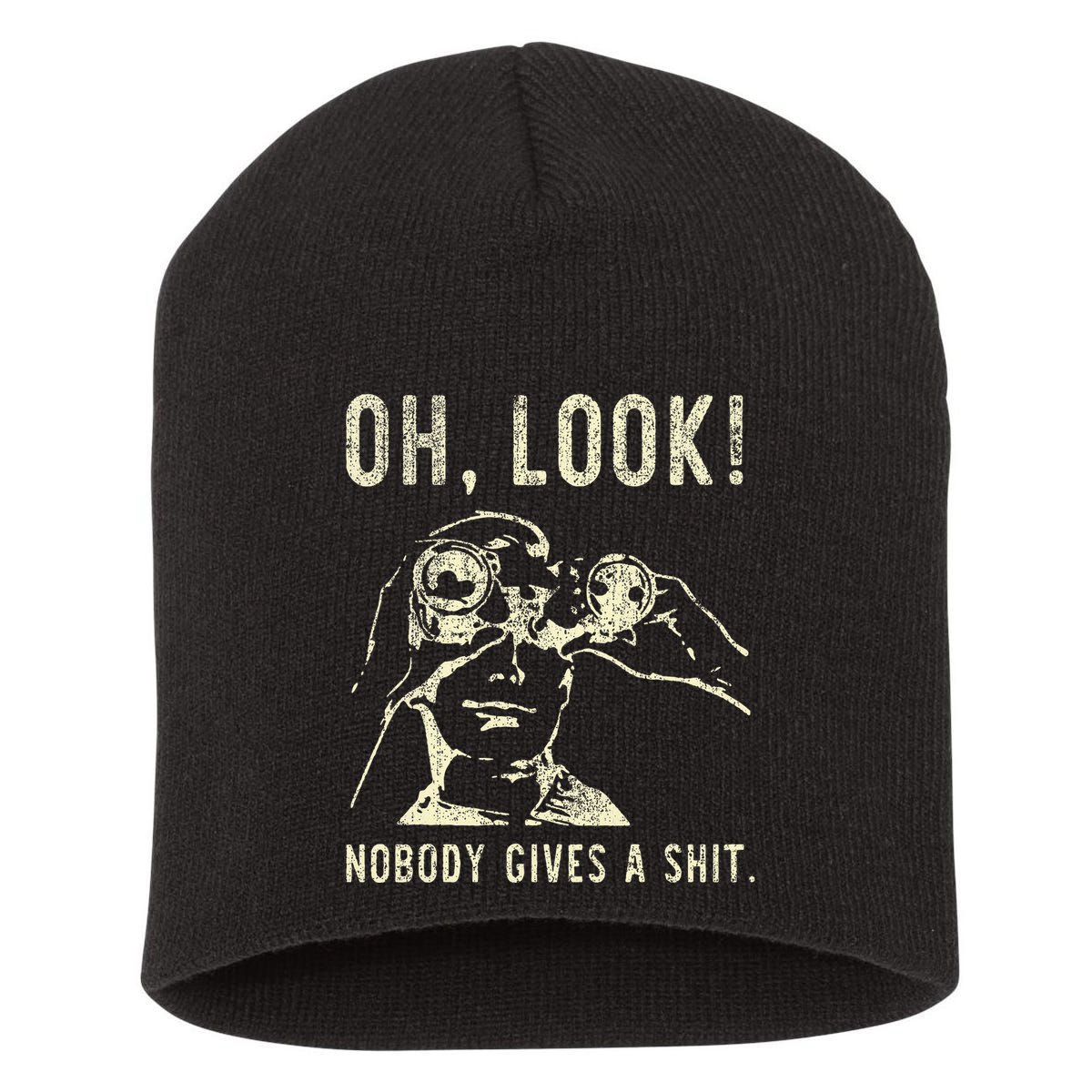 Oh Look Nobody Gives A Shit Sarcastic Retro Short Acrylic Beanie