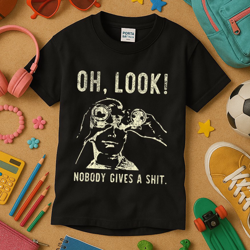 Oh Look Nobody Gives A Shit Sarcastic Retro Kids T-Shirt