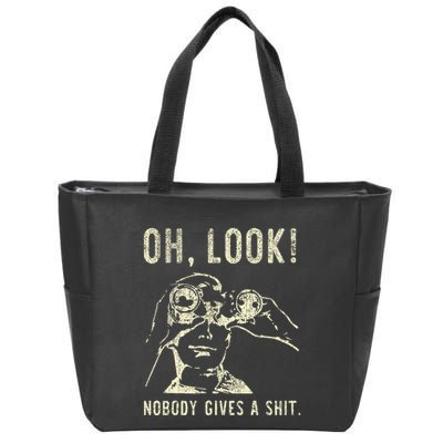 Oh Look Nobody Gives A Shit Sarcastic Retro Zip Tote Bag