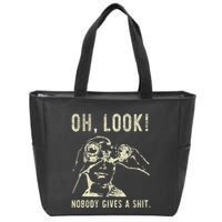 Oh Look Nobody Gives A Shit Sarcastic Retro Zip Tote Bag