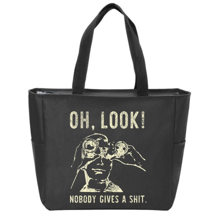Oh Look Nobody Gives A Shit Sarcastic Retro Zip Tote Bag
