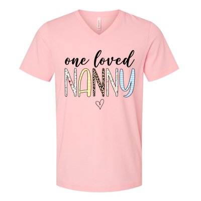 One Loved Nanny Cute Gift V-Neck T-Shirt