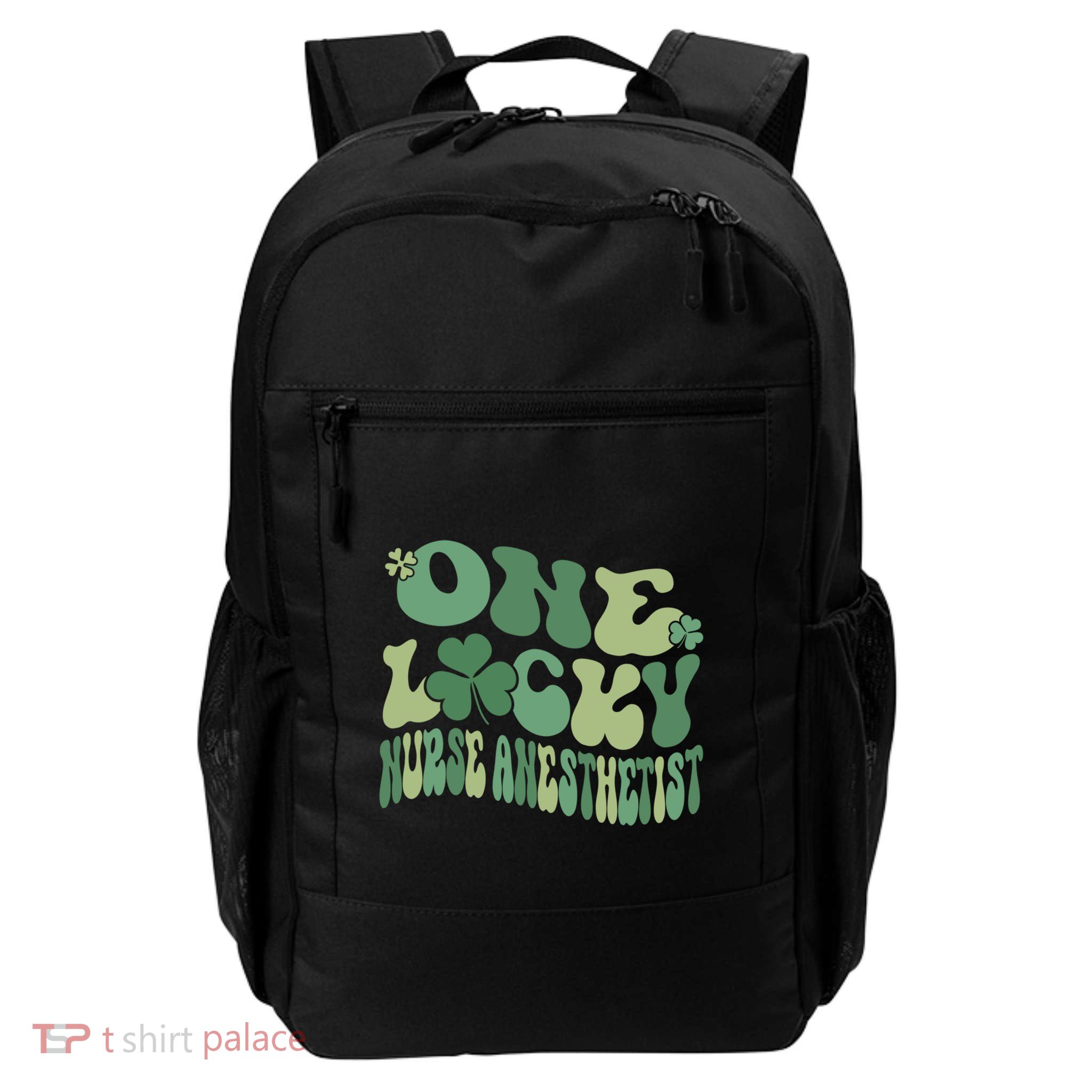 One Lucky Nurse Anesthetist Groovy Retro St PatrickS Day Gift Daily Commute Backpack