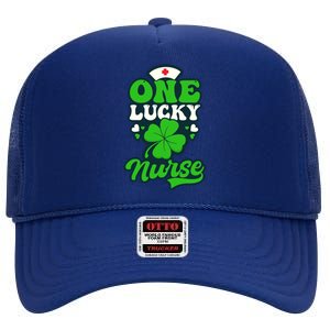 One Lucky Nurse Design St Patricks Nurse Gift High Crown Mesh Back Trucker Hat