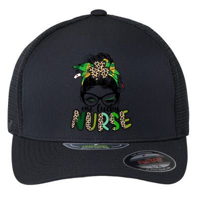 One Lucky Nurse Messy Bun Saint Patrick's Day Irish Gift Flexfit Unipanel Trucker Cap