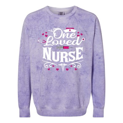 One Loved Nurse Valentines Day Gift Colorblast Crewneck Sweatshirt