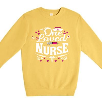 One Loved Nurse Valentines Day Gift Premium Crewneck Sweatshirt