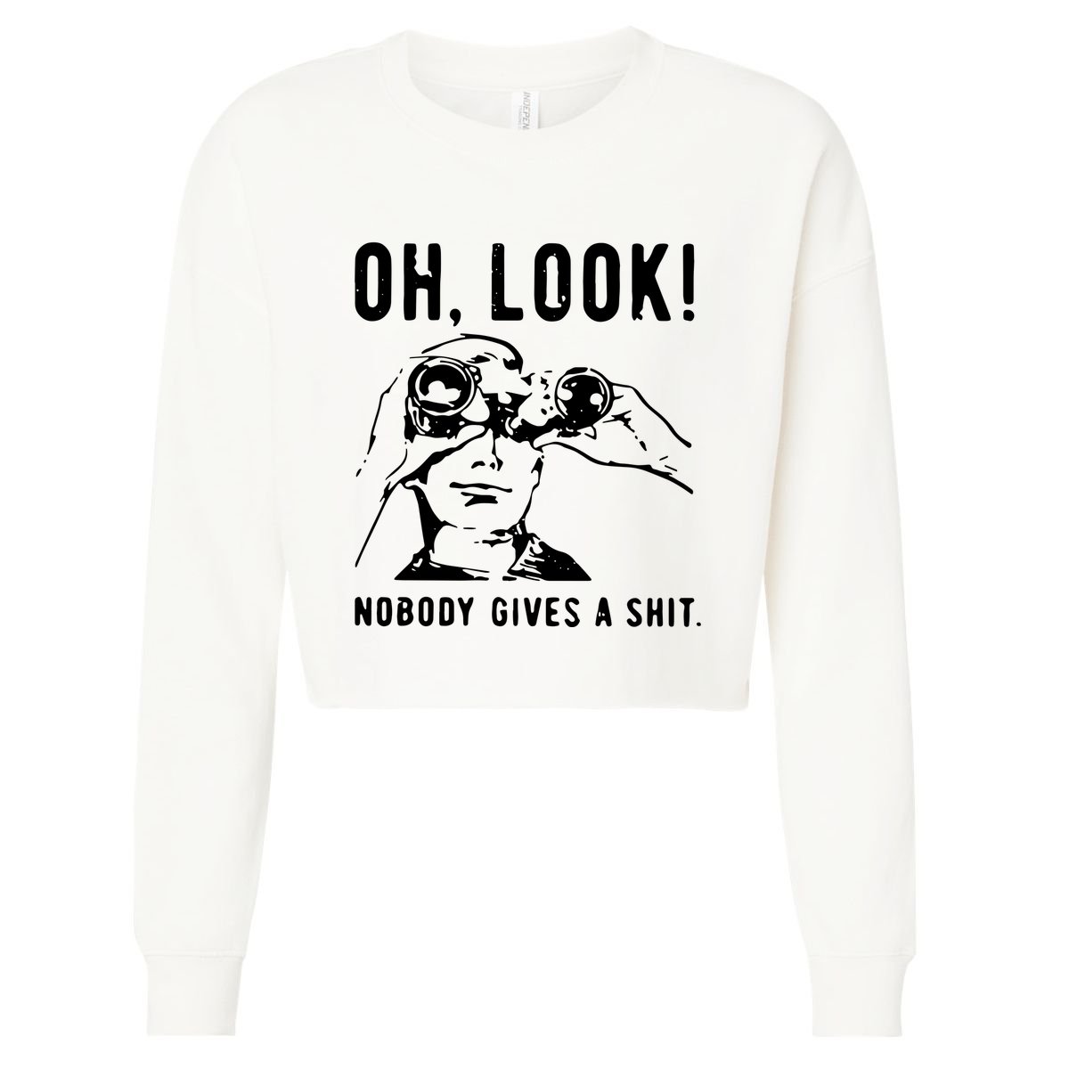 Oh Look Nobody Gives A Shit Offensive Men Nobody Cares Mocking Novelty Cropped Pullover Crew