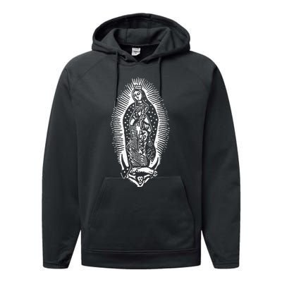 Our Lady Of Guadalupe Virgin Mary Mother Of Jesus Performance Fleece Hoodie