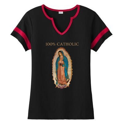 Our Lady Of Guadalupe Roman Catholic Gift Ladies Halftime Notch Neck Tee