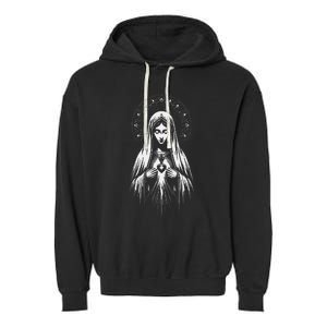 Our Lady Of Fatima Mother Mary Saint Mary Powerful Symbol Garment-Dyed Fleece Hoodie