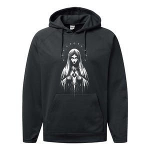 Our Lady Of Fatima Mother Mary Saint Mary Powerful Symbol Performance Fleece Hoodie