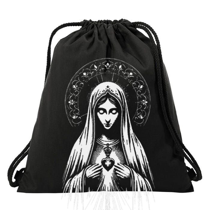 Our Lady Of Fatima Mother Mary Saint Mary Powerful Symbol Drawstring Bag