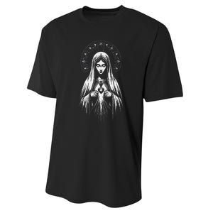 Our Lady Of Fatima Mother Mary Saint Mary Powerful Symbol Performance Sprint T-Shirt