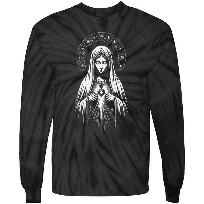 Our Lady Of Fatima Mother Mary Saint Mary Powerful Symbol Tie-Dye Long Sleeve Shirt