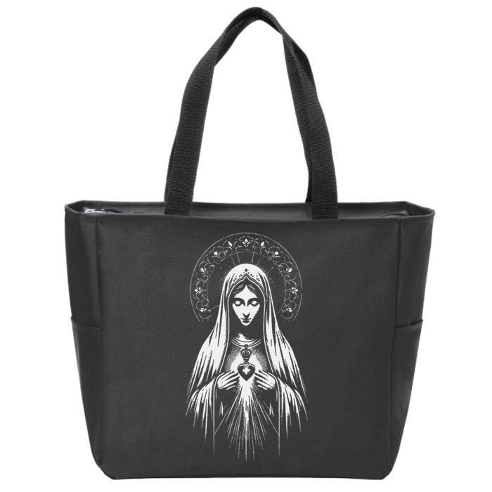 Our Lady Of Fatima Mother Mary Saint Mary Powerful Symbol Zip Tote Bag