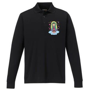 Our Lady Of Guadalupe Mexico Performance Long Sleeve Polo