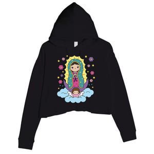 Our Lady Of Guadalupe Mexico Crop Fleece Hoodie