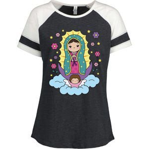 Our Lady Of Guadalupe Mexico Enza Ladies Jersey Colorblock Tee