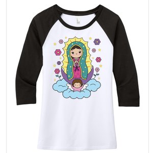 Our Lady Of Guadalupe Mexico Women's Tri-Blend 3/4-Sleeve Raglan Shirt