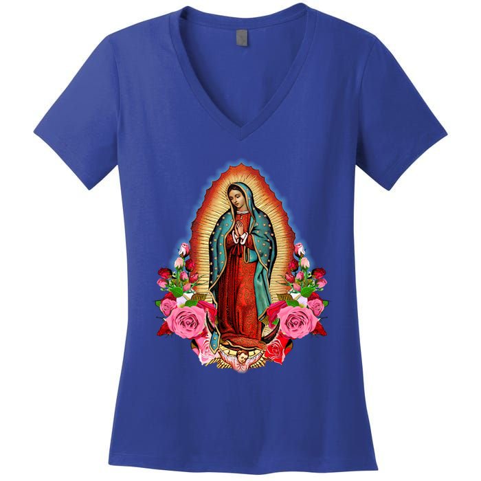 Our Lady Of Guadalupe Saint Virgin Mary Funny Gift Women's V-Neck T-Shirt