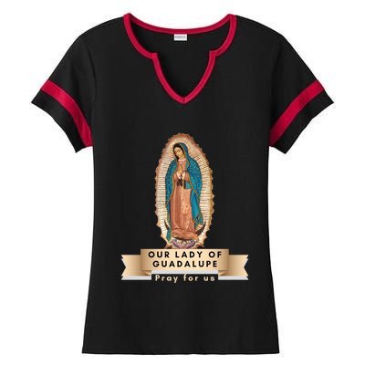 Our Lady Of Guadalupe Mary Catholic Religious Gift Ladies Halftime Notch Neck Tee