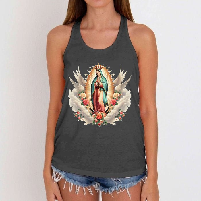 Our Lady Of Guadalupe Virgin Mary Catholic Saint Women's Knotted Racerback Tank