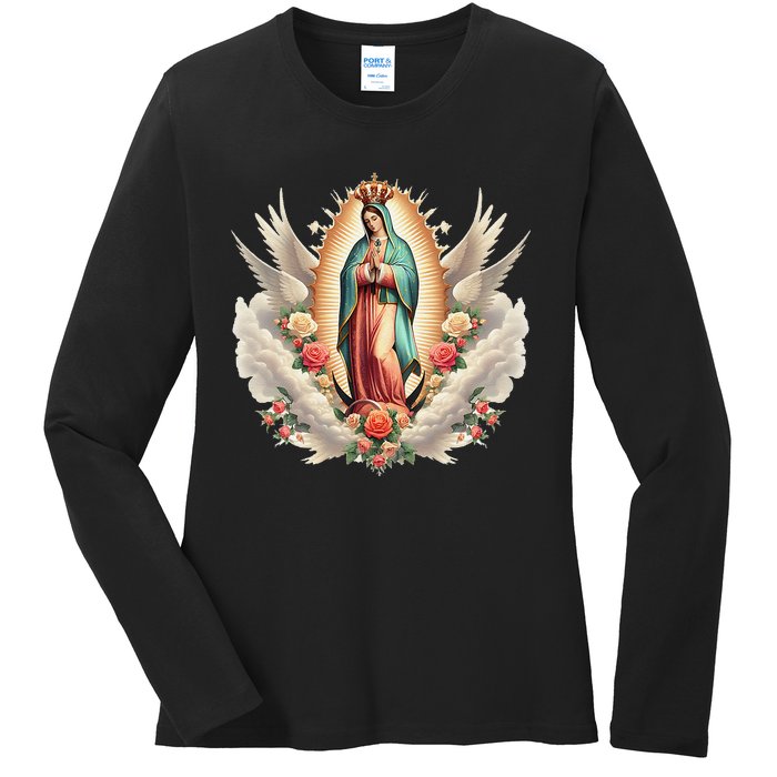 Our Lady Of Guadalupe Virgin Mary Catholic Saint Ladies Long Sleeve Shirt