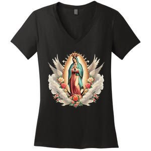 Our Lady Of Guadalupe Virgin Mary Catholic Saint Women's V-Neck T-Shirt