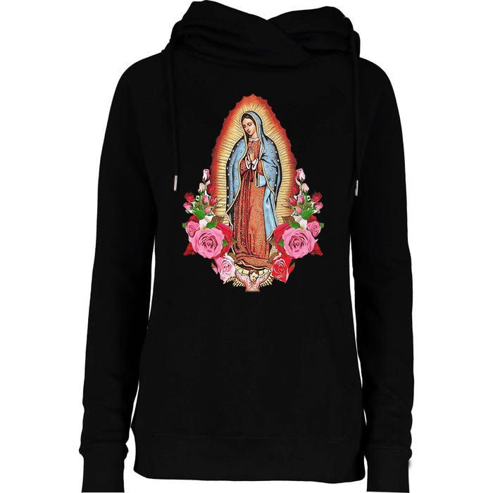 Our Lady Of Guadalupe Womens Funnel Neck Pullover Hood