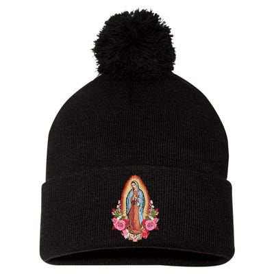 Our Lady Of Guadalupe Pom Pom 12in Knit Beanie