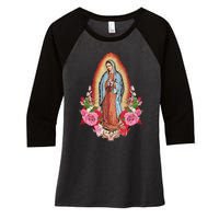 Our Lady Of Guadalupe Women's Tri-Blend 3/4-Sleeve Raglan Shirt