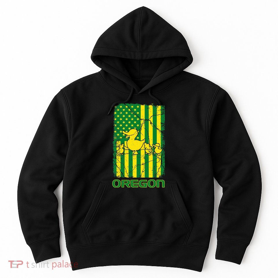 Oregon Lovers Oregon Souvenir Patriotic Retro American Flag Hoodie