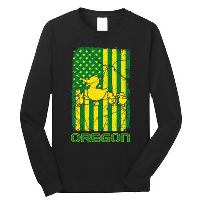 Oregon Lovers Oregon Souvenir Patriotic Retro American Flag Long Sleeve Shirt