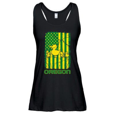 Oregon Lovers Oregon Souvenir Patriotic Retro American Flag Ladies Essential Flowy Tank
