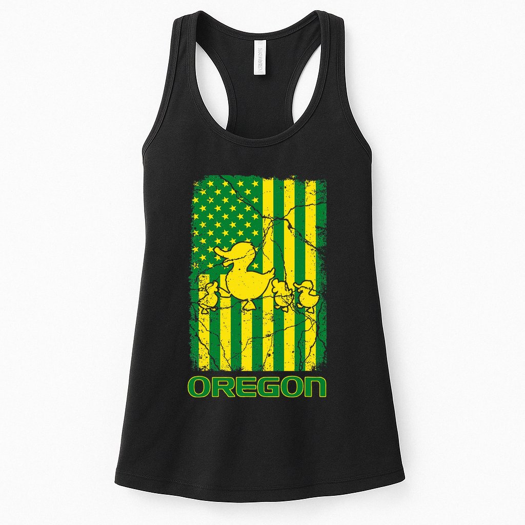 Oregon Lovers Oregon Souvenir Patriotic Retro American Flag Womens Tank Top