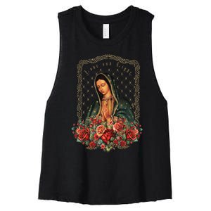 Our Lady Of Guadalupe Virgin Mary Catholic Saint Women's Racerback Cropped Tank