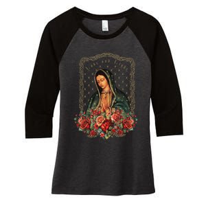 Our Lady Of Guadalupe Virgin Mary Catholic Saint Women's Tri-Blend 3/4-Sleeve Raglan Shirt