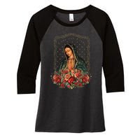 Our Lady Of Guadalupe Virgin Mary Catholic Saint Women's Tri-Blend 3/4-Sleeve Raglan Shirt