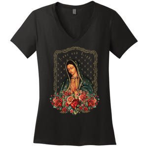 Our Lady Of Guadalupe Virgin Mary Catholic Saint Women's V-Neck T-Shirt